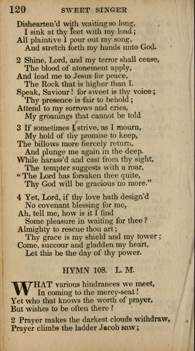 The Sweet Singer of Israel: a collection of hymns and spiritual  songs, usually sung at camp, prayer, and social meetings, and revivals of religion (New ed. much enlarged) page 120