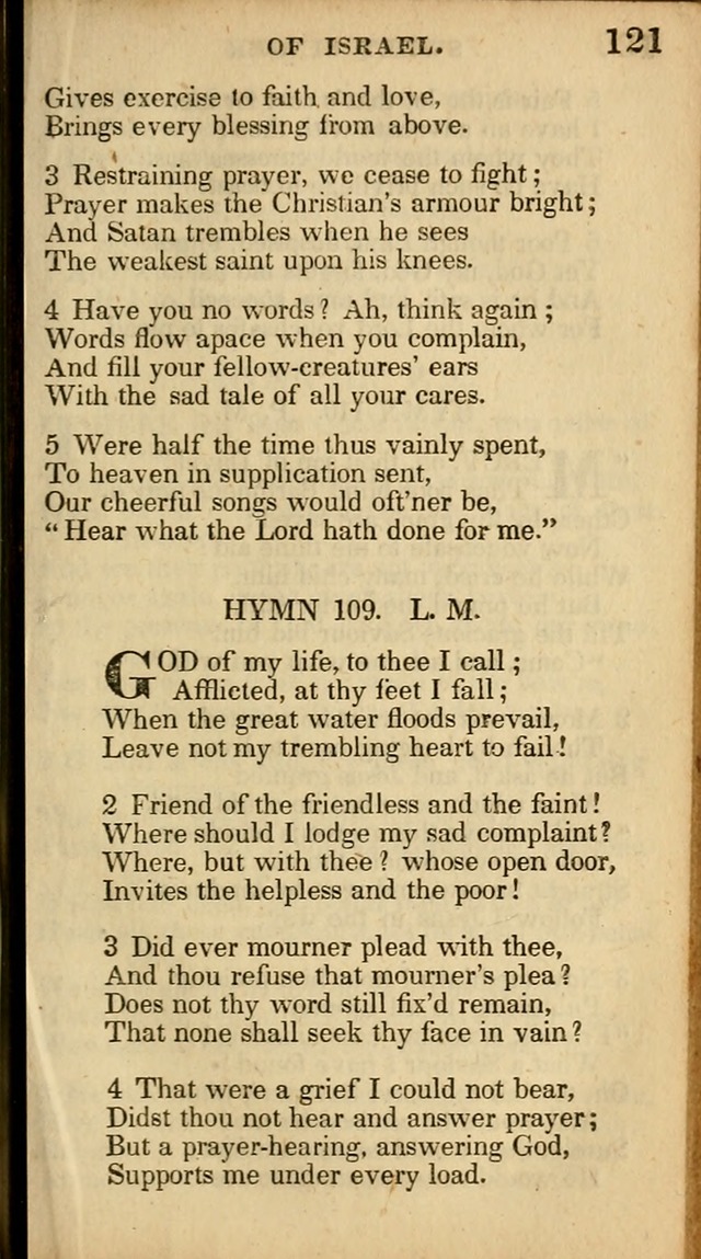 The Sweet Singer of Israel: a collection of hymns and spiritual  songs, usually sung at camp, prayer, and social meetings, and revivals of religion (New ed. much enlarged) page 121