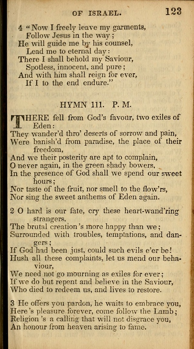 The Sweet Singer of Israel: a collection of hymns and spiritual  songs, usually sung at camp, prayer, and social meetings, and revivals of religion (New ed. much enlarged) page 123