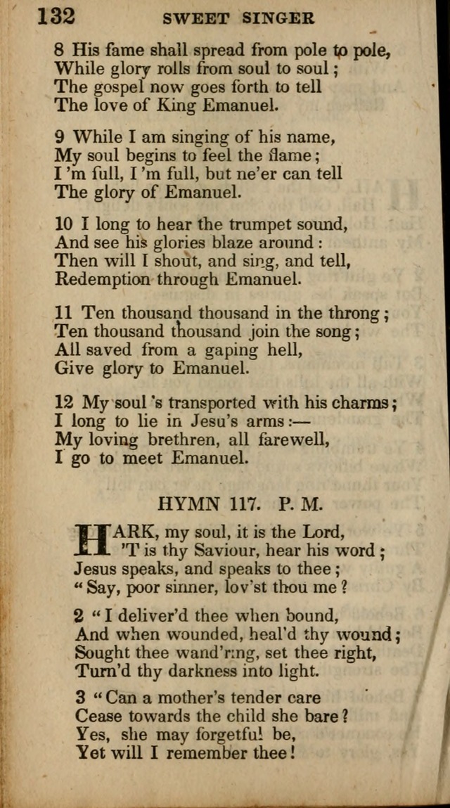 The Sweet Singer of Israel: a collection of hymns and spiritual  songs, usually sung at camp, prayer, and social meetings, and revivals of religion (New ed. much enlarged) page 132