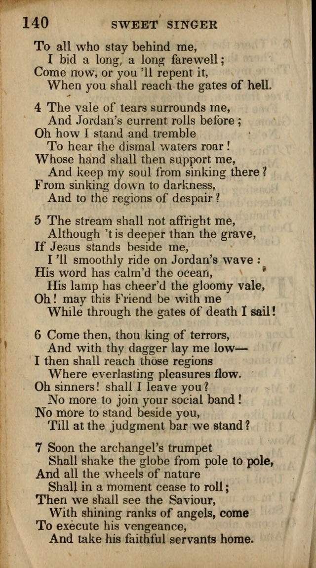 The Sweet Singer of Israel: a collection of hymns and spiritual  songs, usually sung at camp, prayer, and social meetings, and revivals of religion (New ed. much enlarged) page 140