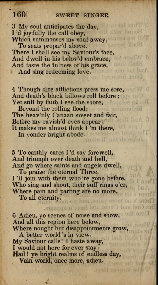 The Sweet Singer of Israel: a collection of hymns and spiritual  songs, usually sung at camp, prayer, and social meetings, and revivals of religion (New ed. much enlarged) page 160