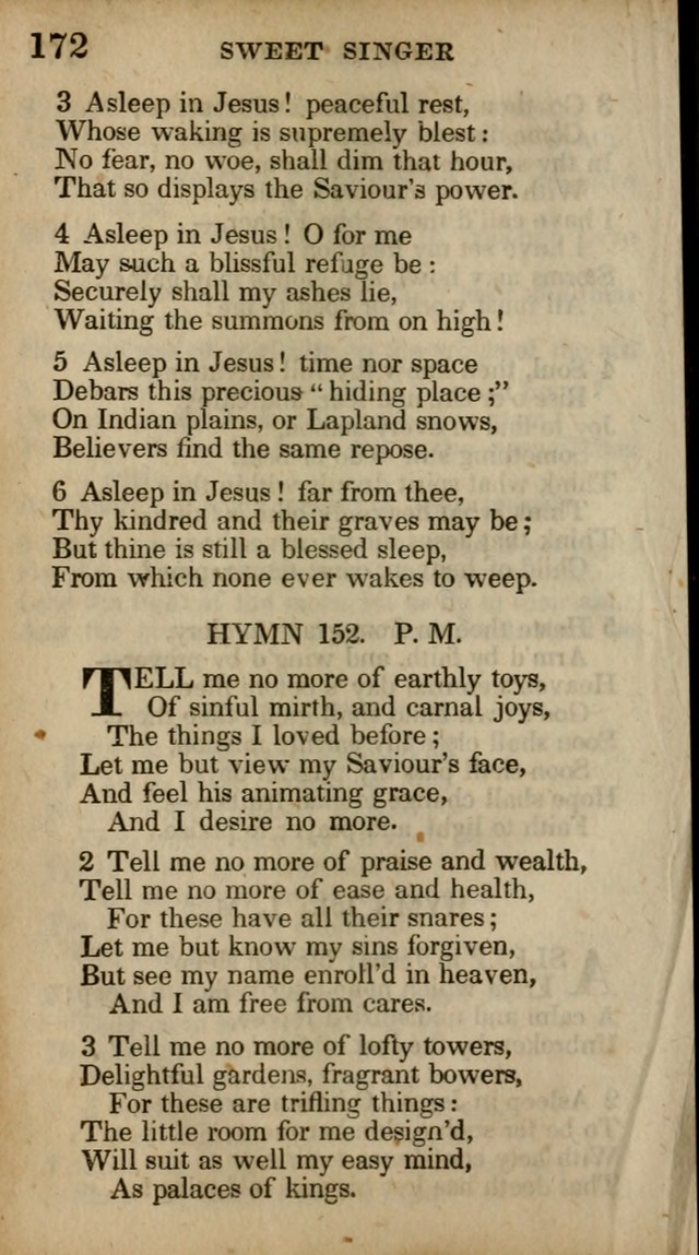The Sweet Singer of Israel: a collection of hymns and spiritual  songs, usually sung at camp, prayer, and social meetings, and revivals of religion (New ed. much enlarged) page 172