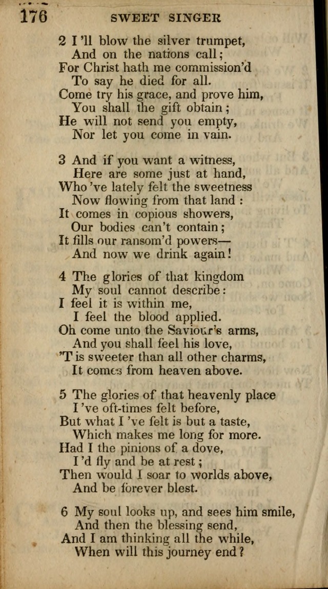 The Sweet Singer of Israel: a collection of hymns and spiritual  songs, usually sung at camp, prayer, and social meetings, and revivals of religion (New ed. much enlarged) page 176