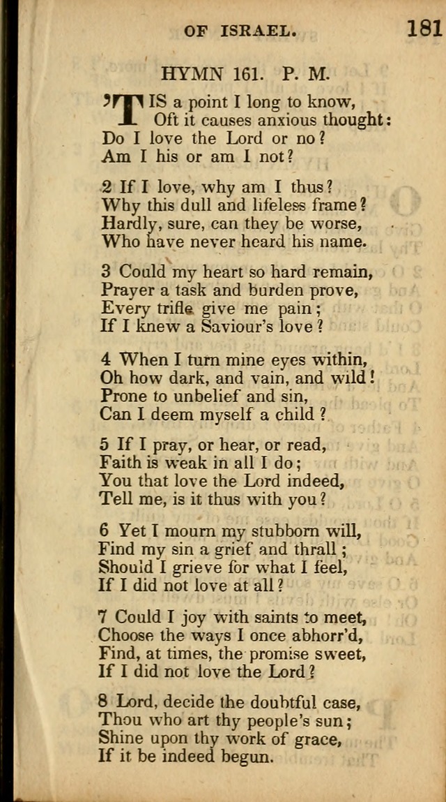 The Sweet Singer of Israel: a collection of hymns and spiritual  songs, usually sung at camp, prayer, and social meetings, and revivals of religion (New ed. much enlarged) page 181