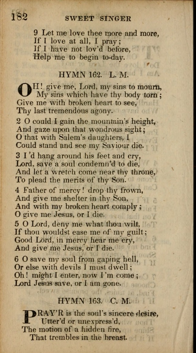 The Sweet Singer of Israel: a collection of hymns and spiritual  songs, usually sung at camp, prayer, and social meetings, and revivals of religion (New ed. much enlarged) page 182