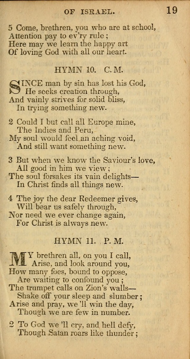 The Sweet Singer of Israel: a collection of hymns and spiritual  songs, usually sung at camp, prayer, and social meetings, and revivals of religion (New ed. much enlarged) page 19