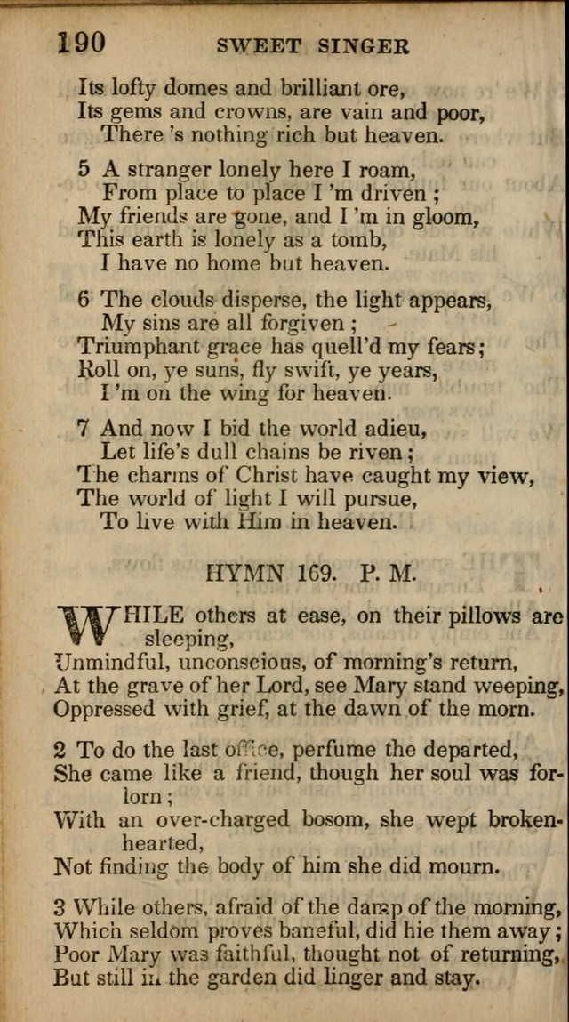 The Sweet Singer of Israel: a collection of hymns and spiritual  songs, usually sung at camp, prayer, and social meetings, and revivals of religion (New ed. much enlarged) page 190