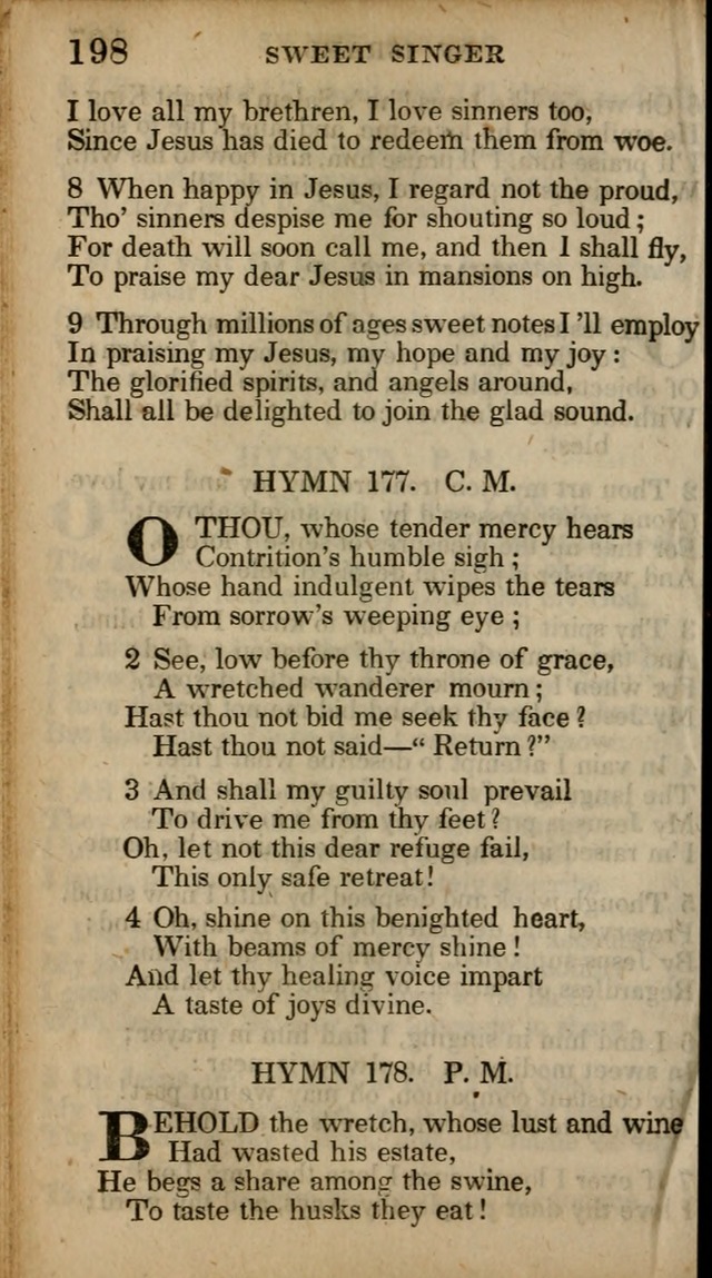 The Sweet Singer of Israel: a collection of hymns and spiritual  songs, usually sung at camp, prayer, and social meetings, and revivals of religion (New ed. much enlarged) page 198