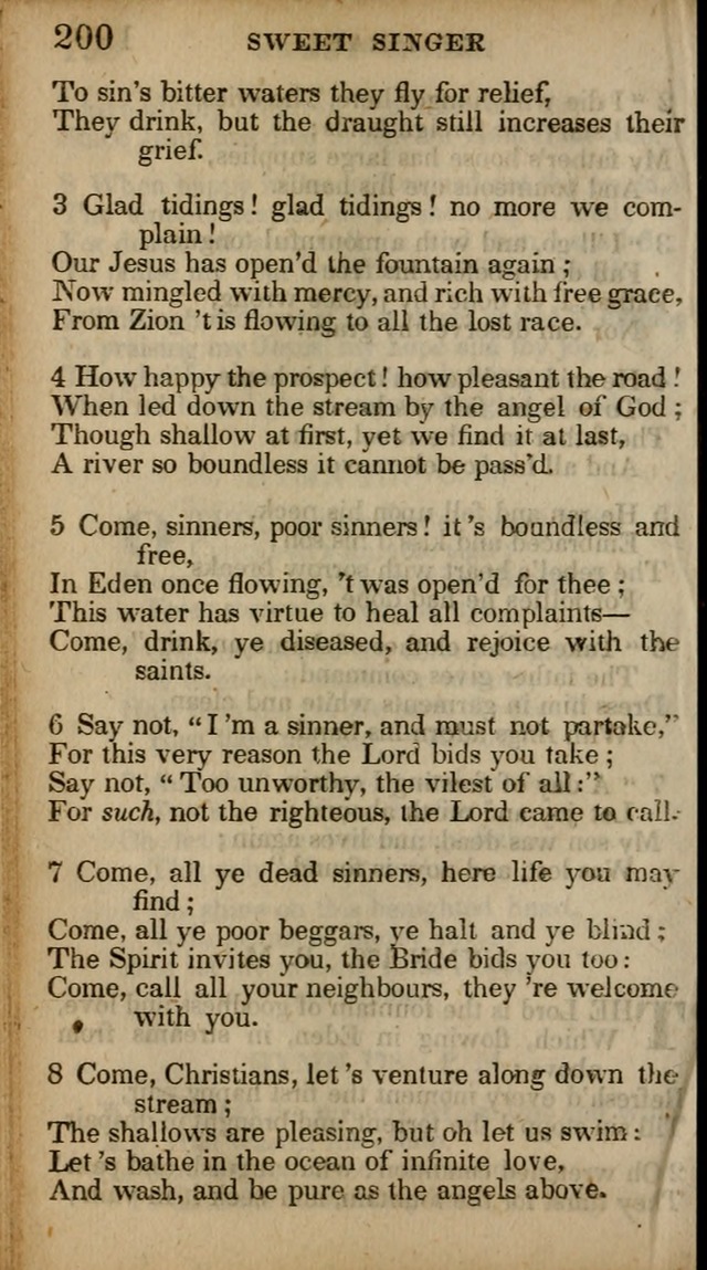 The Sweet Singer of Israel: a collection of hymns and spiritual  songs, usually sung at camp, prayer, and social meetings, and revivals of religion (New ed. much enlarged) page 200