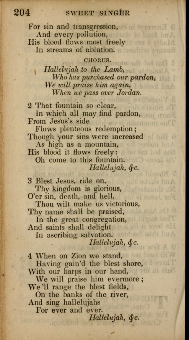 The Sweet Singer of Israel: a collection of hymns and spiritual  songs, usually sung at camp, prayer, and social meetings, and revivals of religion (New ed. much enlarged) page 204