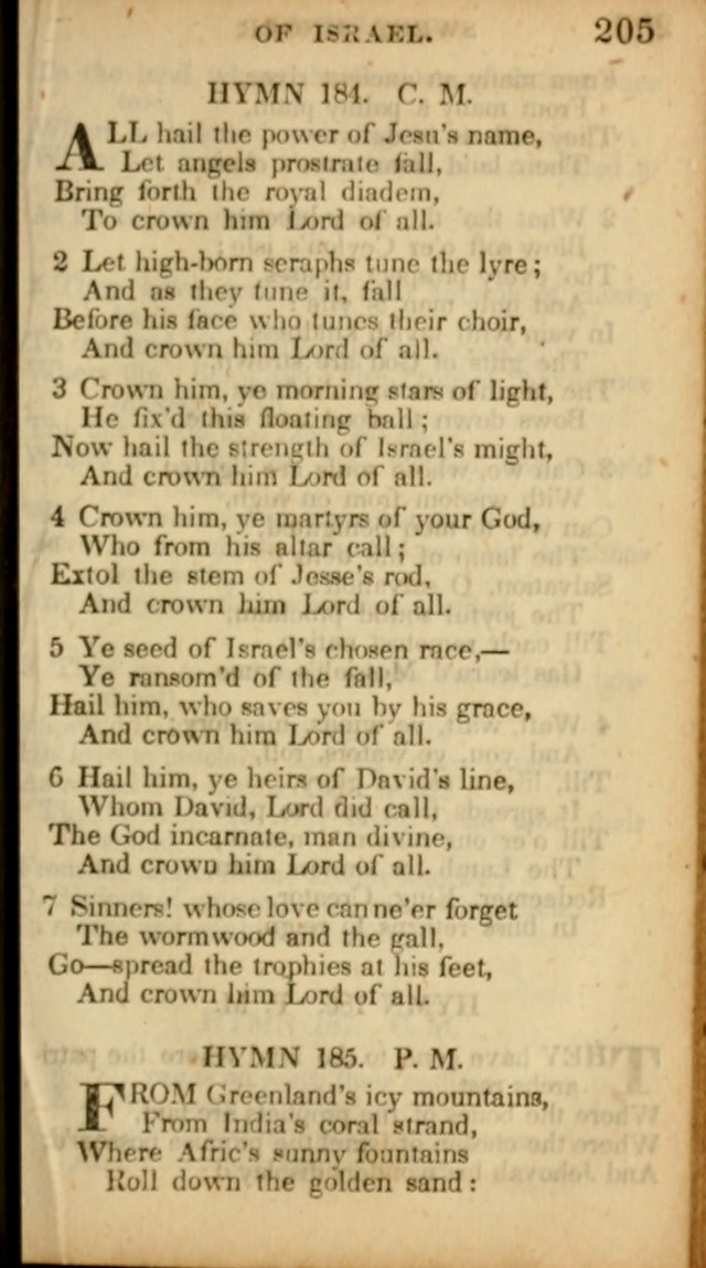 The Sweet Singer of Israel: a collection of hymns and spiritual  songs, usually sung at camp, prayer, and social meetings, and revivals of religion (New ed. much enlarged) page 205