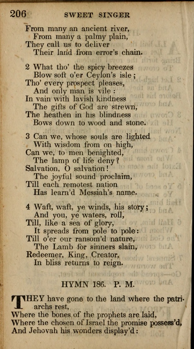 The Sweet Singer of Israel: a collection of hymns and spiritual  songs, usually sung at camp, prayer, and social meetings, and revivals of religion (New ed. much enlarged) page 206