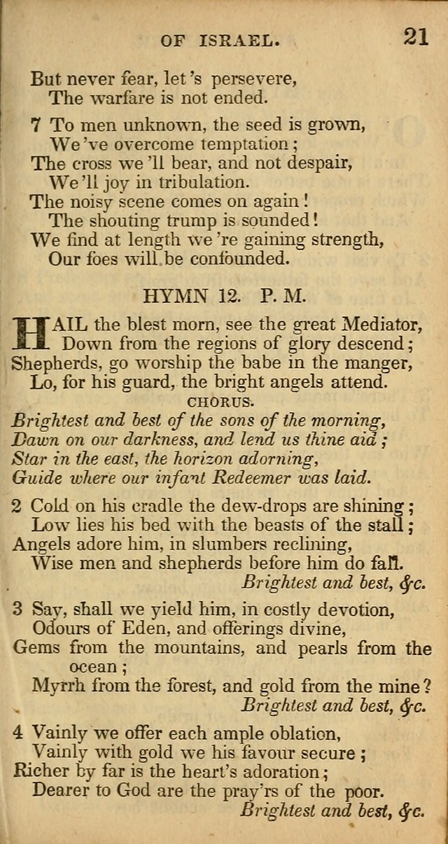 The Sweet Singer of Israel: a collection of hymns and spiritual  songs, usually sung at camp, prayer, and social meetings, and revivals of religion (New ed. much enlarged) page 21