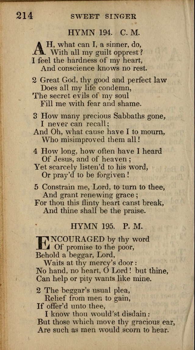 The Sweet Singer of Israel: a collection of hymns and spiritual  songs, usually sung at camp, prayer, and social meetings, and revivals of religion (New ed. much enlarged) page 214