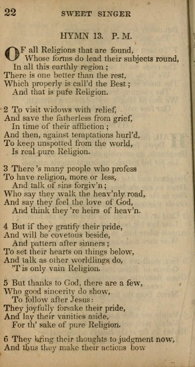 The Sweet Singer of Israel: a collection of hymns and spiritual  songs, usually sung at camp, prayer, and social meetings, and revivals of religion (New ed. much enlarged) page 22