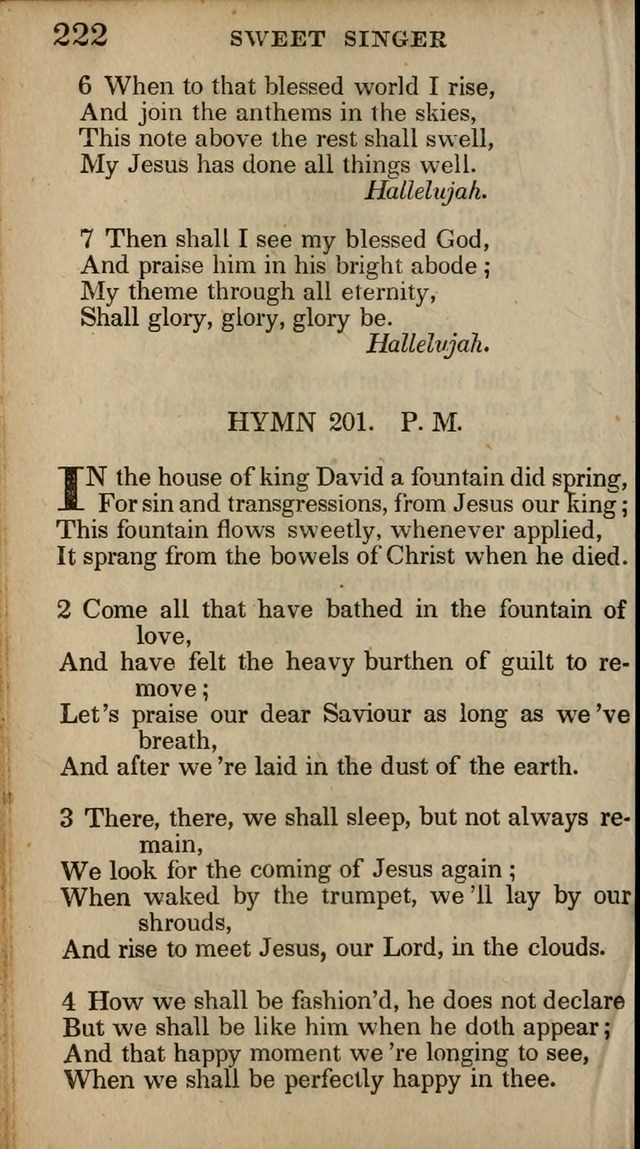 The Sweet Singer of Israel: a collection of hymns and spiritual  songs, usually sung at camp, prayer, and social meetings, and revivals of religion (New ed. much enlarged) page 222