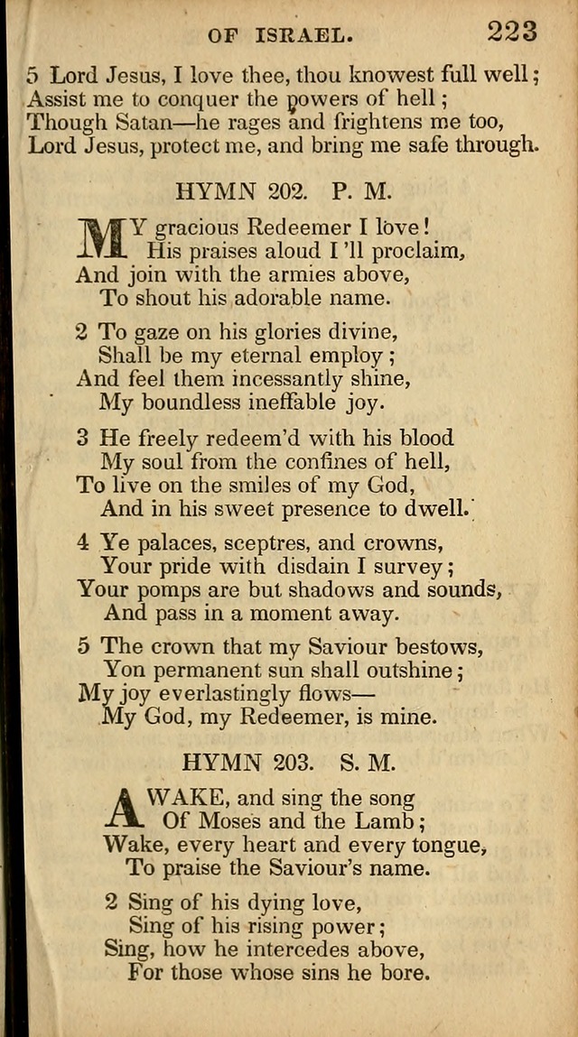 The Sweet Singer of Israel: a collection of hymns and spiritual  songs, usually sung at camp, prayer, and social meetings, and revivals of religion (New ed. much enlarged) page 223