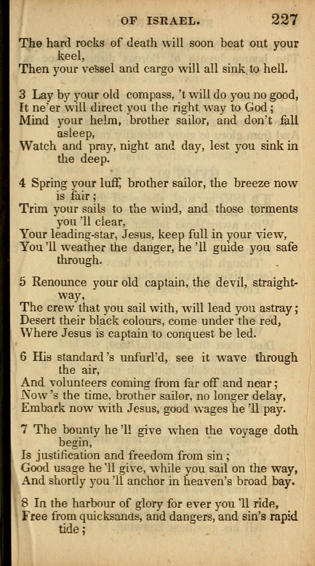 The Sweet Singer of Israel: a collection of hymns and spiritual  songs, usually sung at camp, prayer, and social meetings, and revivals of religion (New ed. much enlarged) page 227