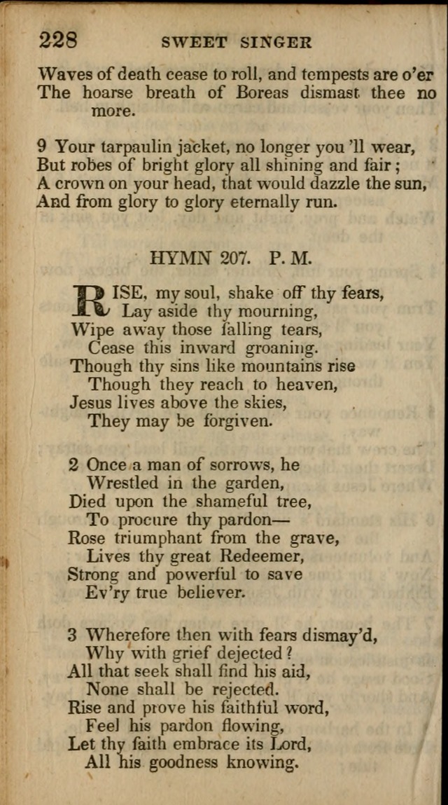 The Sweet Singer of Israel: a collection of hymns and spiritual  songs, usually sung at camp, prayer, and social meetings, and revivals of religion (New ed. much enlarged) page 228