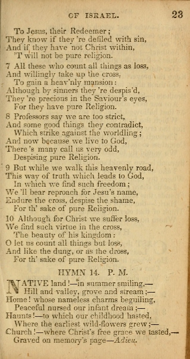 The Sweet Singer of Israel: a collection of hymns and spiritual  songs, usually sung at camp, prayer, and social meetings, and revivals of religion (New ed. much enlarged) page 23