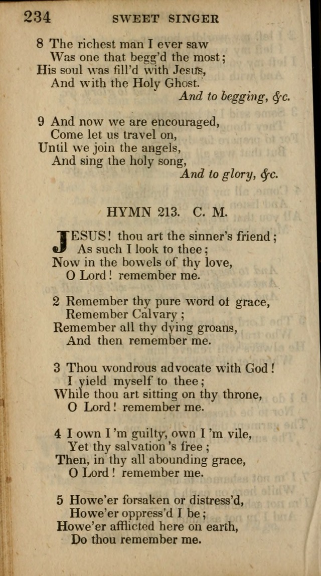 The Sweet Singer of Israel: a collection of hymns and spiritual  songs, usually sung at camp, prayer, and social meetings, and revivals of religion (New ed. much enlarged) page 234