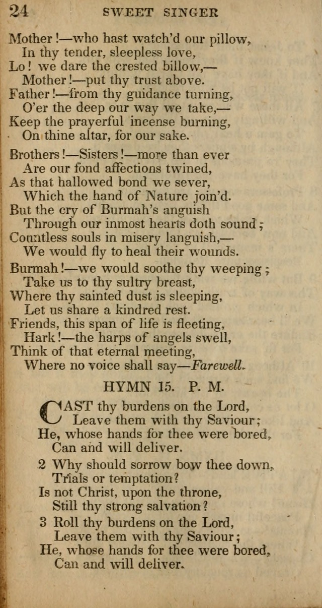 The Sweet Singer of Israel: a collection of hymns and spiritual  songs, usually sung at camp, prayer, and social meetings, and revivals of religion (New ed. much enlarged) page 24