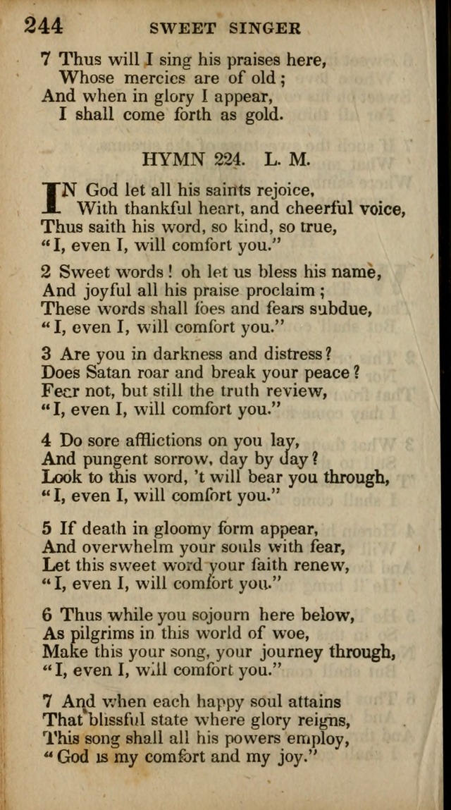 The Sweet Singer of Israel: a collection of hymns and spiritual  songs, usually sung at camp, prayer, and social meetings, and revivals of religion (New ed. much enlarged) page 244