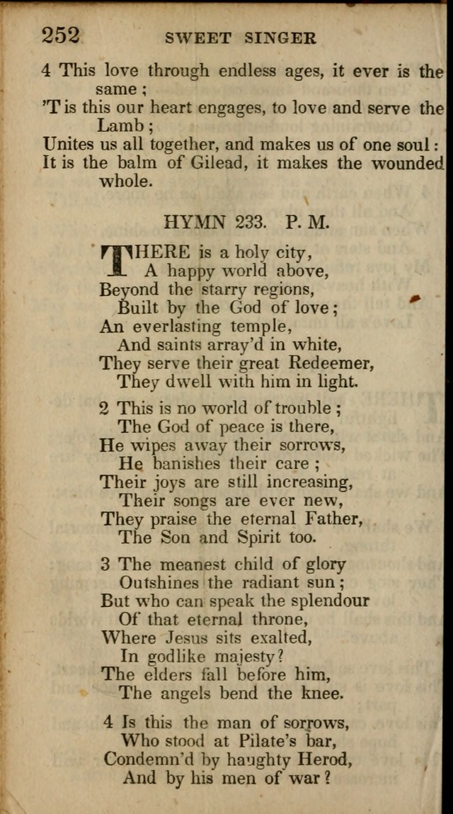 The Sweet Singer of Israel: a collection of hymns and spiritual  songs, usually sung at camp, prayer, and social meetings, and revivals of religion (New ed. much enlarged) page 252