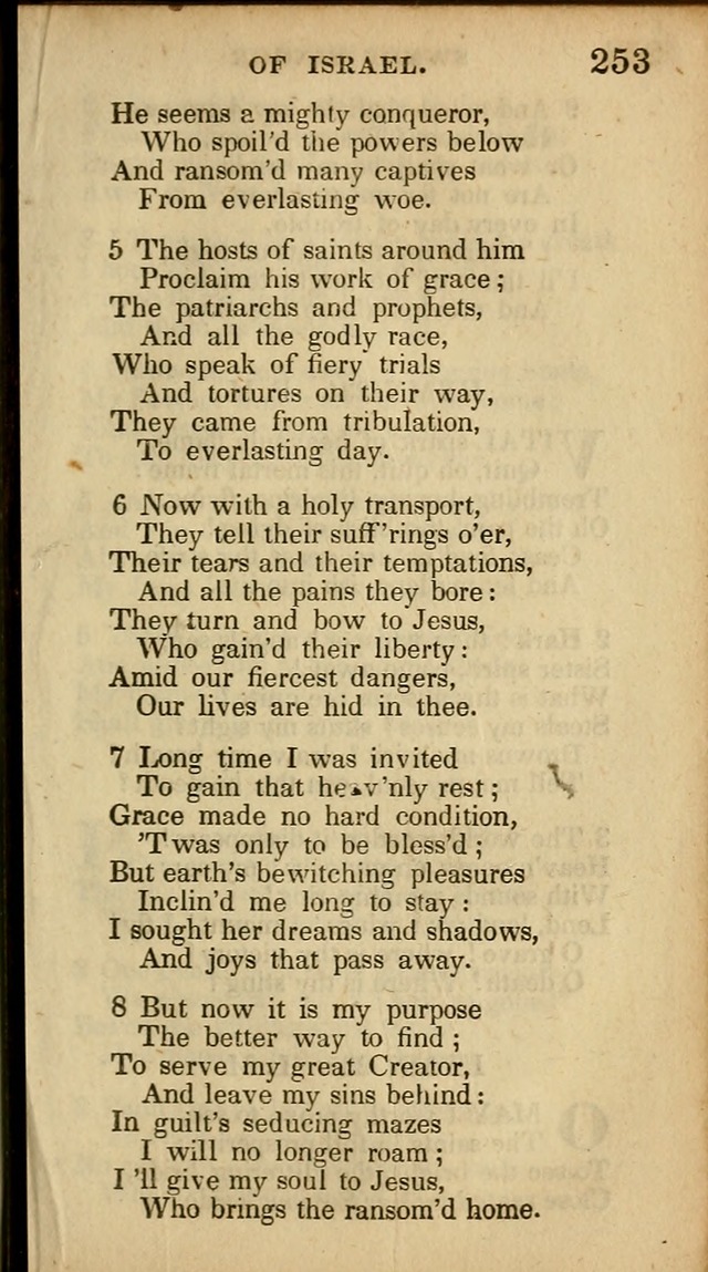 The Sweet Singer of Israel: a collection of hymns and spiritual  songs, usually sung at camp, prayer, and social meetings, and revivals of religion (New ed. much enlarged) page 253