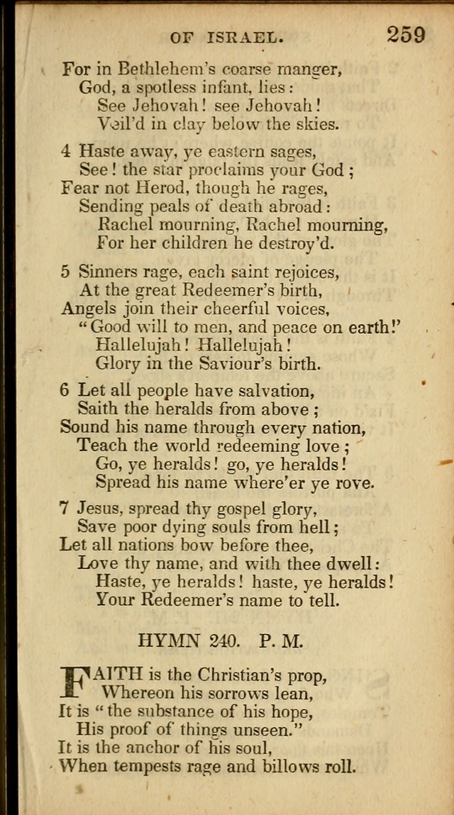 The Sweet Singer of Israel: a collection of hymns and spiritual  songs, usually sung at camp, prayer, and social meetings, and revivals of religion (New ed. much enlarged) page 259