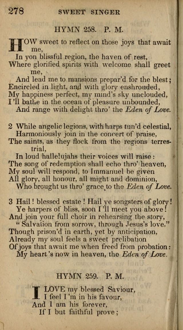 The Sweet Singer of Israel: a collection of hymns and spiritual  songs, usually sung at camp, prayer, and social meetings, and revivals of religion (New ed. much enlarged) page 278