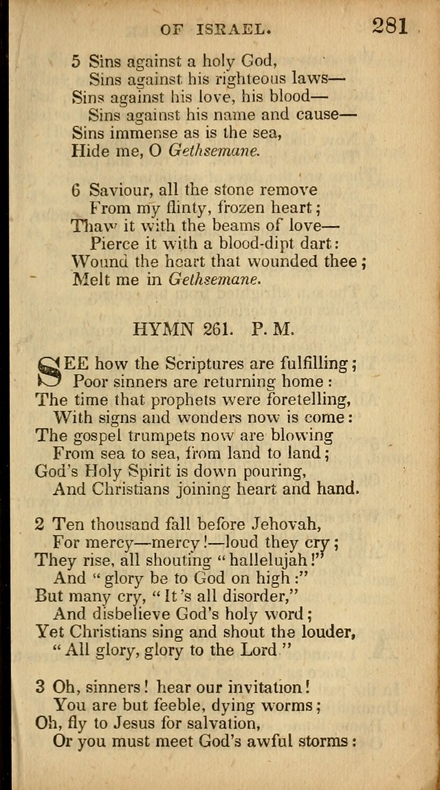 The Sweet Singer of Israel: a collection of hymns and spiritual  songs, usually sung at camp, prayer, and social meetings, and revivals of religion (New ed. much enlarged) page 281