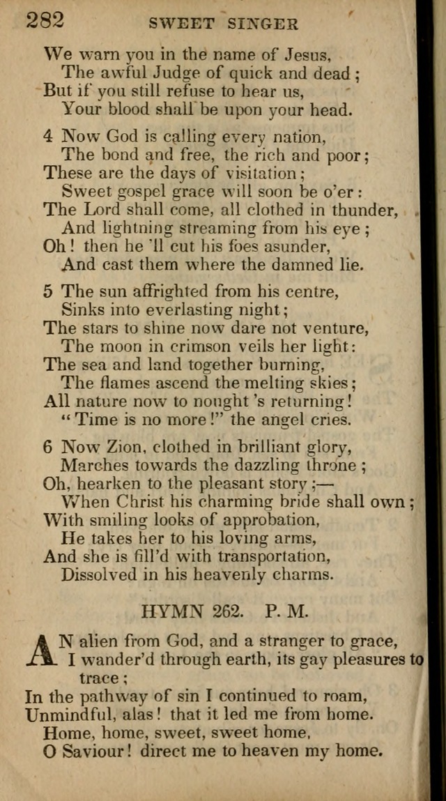 The Sweet Singer of Israel: a collection of hymns and spiritual  songs, usually sung at camp, prayer, and social meetings, and revivals of religion (New ed. much enlarged) page 282