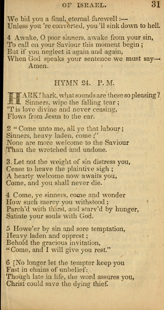 The Sweet Singer of Israel: a collection of hymns and spiritual  songs, usually sung at camp, prayer, and social meetings, and revivals of religion (New ed. much enlarged) page 31