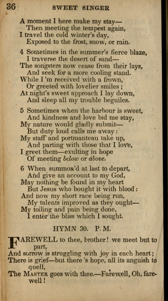 The Sweet Singer of Israel: a collection of hymns and spiritual  songs, usually sung at camp, prayer, and social meetings, and revivals of religion (New ed. much enlarged) page 36