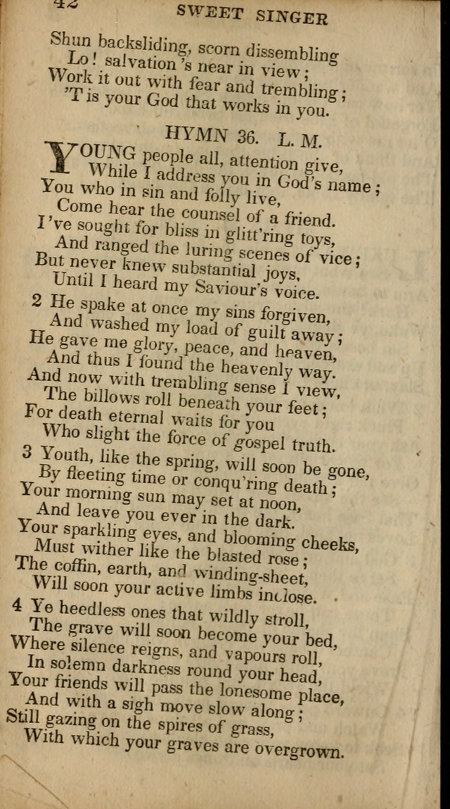 The Sweet Singer of Israel: a collection of hymns and spiritual  songs, usually sung at camp, prayer, and social meetings, and revivals of religion (New ed. much enlarged) page 42