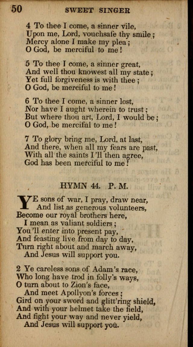 The Sweet Singer of Israel: a collection of hymns and spiritual  songs, usually sung at camp, prayer, and social meetings, and revivals of religion (New ed. much enlarged) page 50