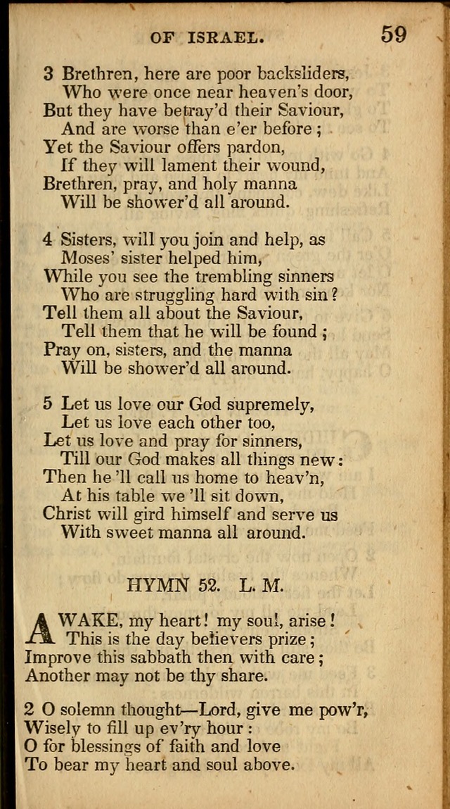 The Sweet Singer of Israel: a collection of hymns and spiritual  songs, usually sung at camp, prayer, and social meetings, and revivals of religion (New ed. much enlarged) page 59