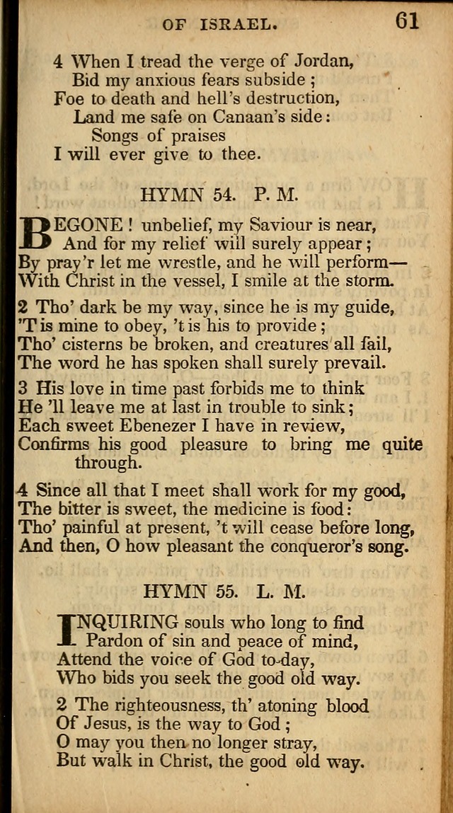 The Sweet Singer of Israel: a collection of hymns and spiritual  songs, usually sung at camp, prayer, and social meetings, and revivals of religion (New ed. much enlarged) page 61