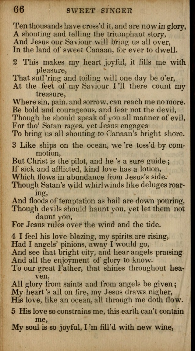 The Sweet Singer of Israel: a collection of hymns and spiritual  songs, usually sung at camp, prayer, and social meetings, and revivals of religion (New ed. much enlarged) page 66