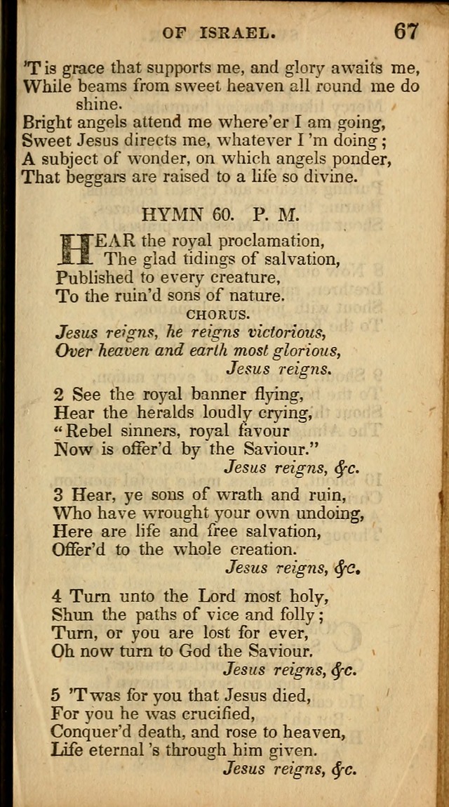 The Sweet Singer of Israel: a collection of hymns and spiritual  songs, usually sung at camp, prayer, and social meetings, and revivals of religion (New ed. much enlarged) page 67