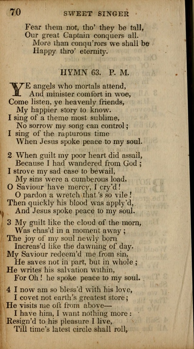 The Sweet Singer of Israel: a collection of hymns and spiritual  songs, usually sung at camp, prayer, and social meetings, and revivals of religion (New ed. much enlarged) page 70