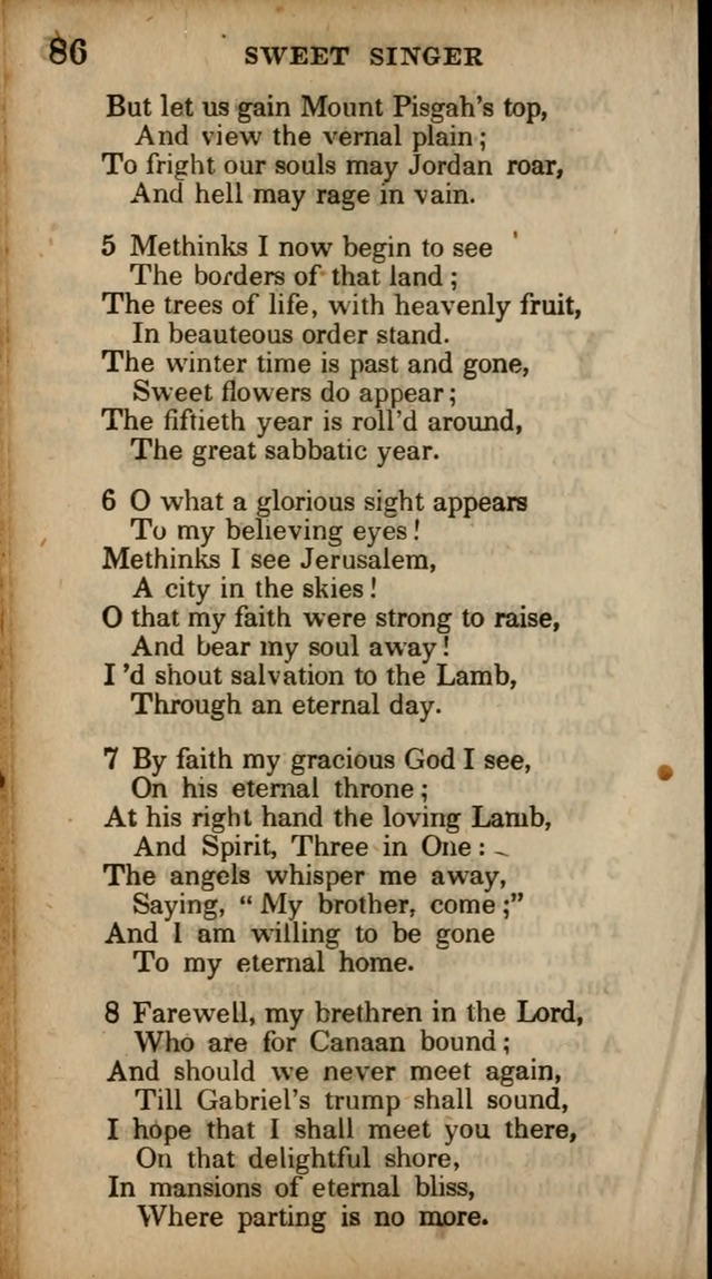 The Sweet Singer of Israel: a collection of hymns and spiritual  songs, usually sung at camp, prayer, and social meetings, and revivals of religion (New ed. much enlarged) page 86