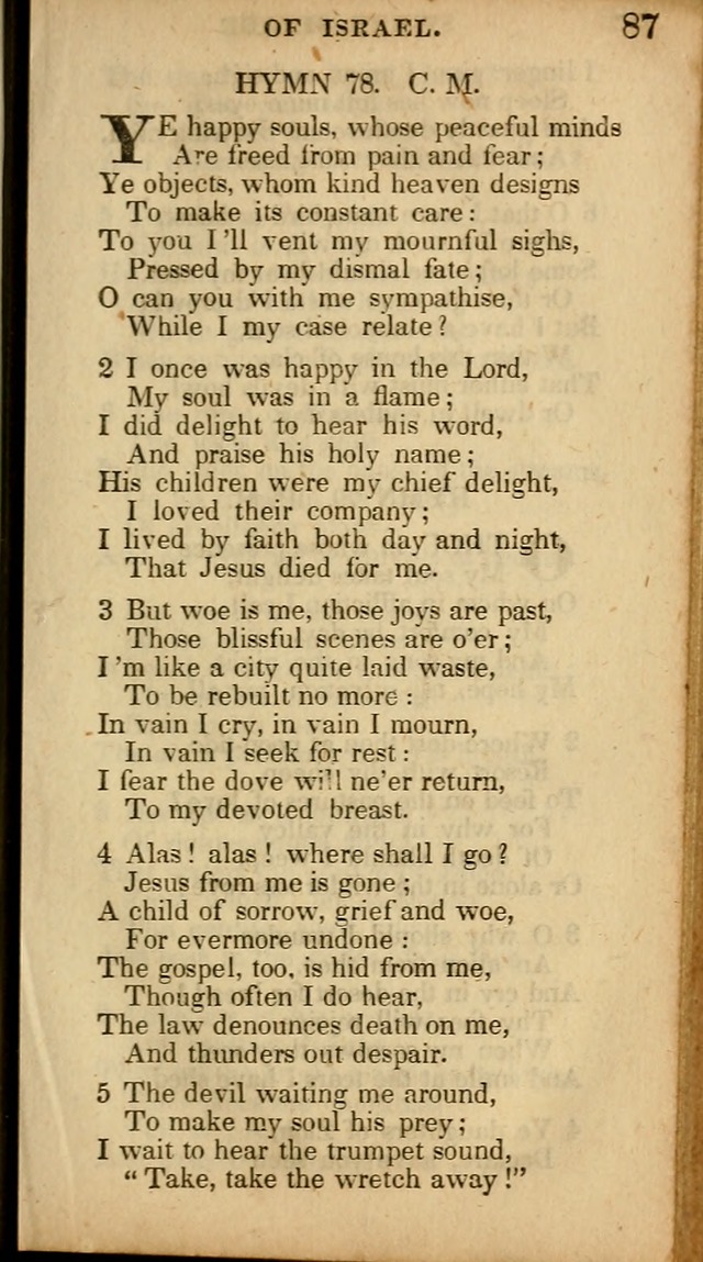 The Sweet Singer of Israel: a collection of hymns and spiritual  songs, usually sung at camp, prayer, and social meetings, and revivals of religion (New ed. much enlarged) page 87