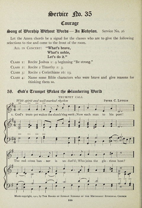 Services and Songs: for use in the Junior Department of the Church School page 100