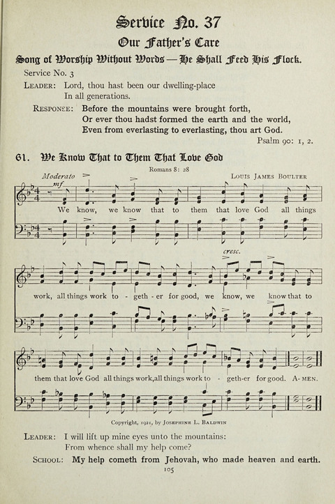 Services and Songs: for use in the Junior Department of the Church School page 105