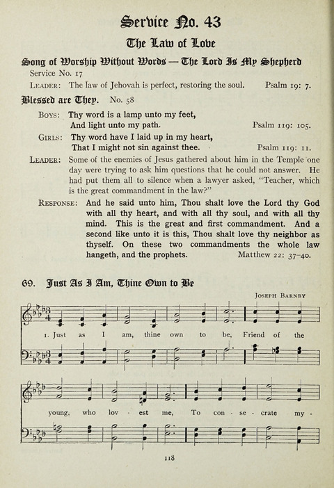 Services and Songs: for use in the Junior Department of the Church School page 118