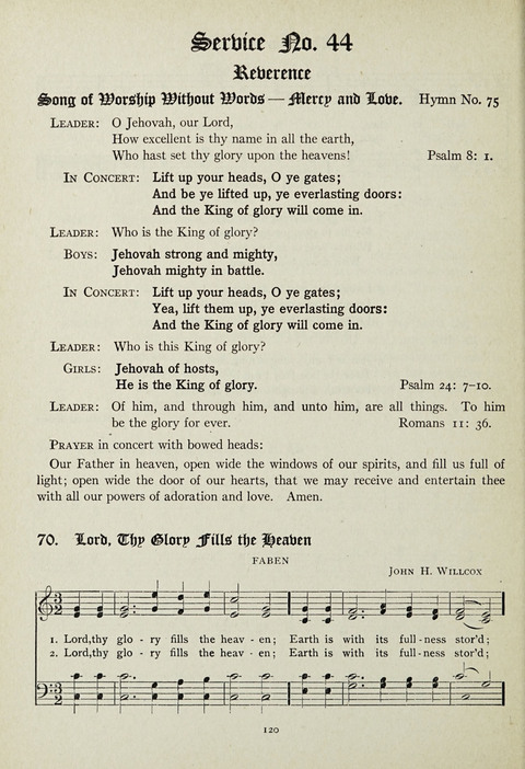 Services and Songs: for use in the Junior Department of the Church School page 120