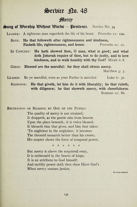 Services and Songs: for use in the Junior Department of the Church School page 131